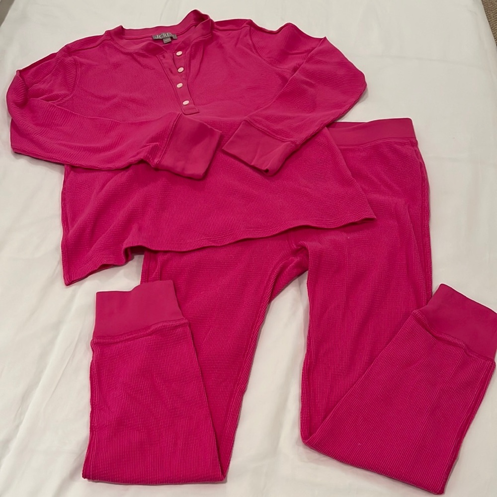 J. Crew Hot Pink Thermal Pajama Set